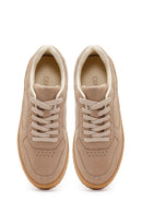 Women's Beige Lace-Up Chunky Sole Suede Sneaker | Derimod
