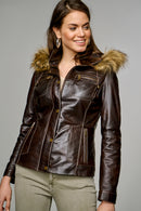 Elena Women's Leather Jacket | Derimod