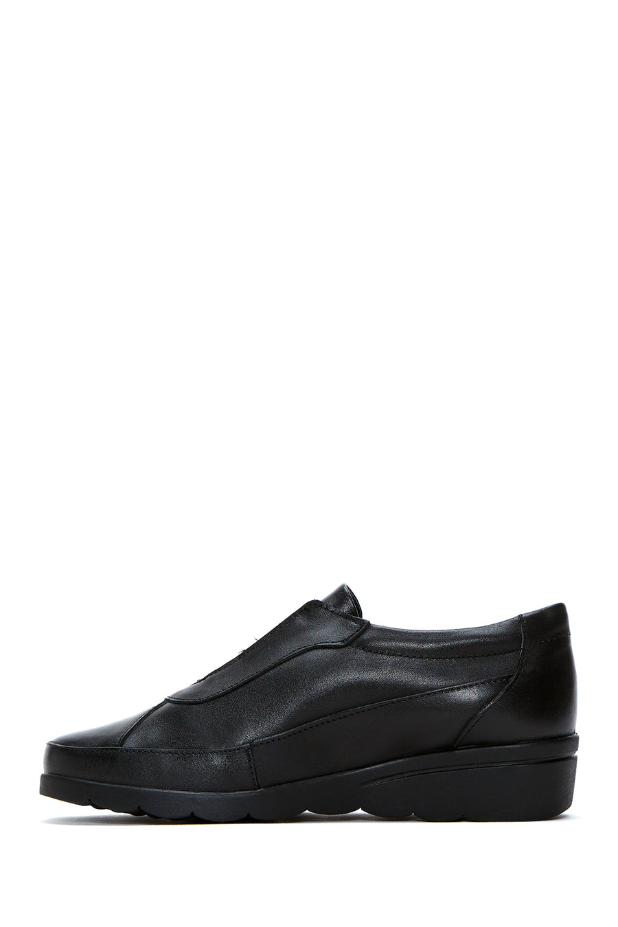Women's Black Leather Casual Flat Shoes