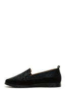 Women's Black Lurex Leather Comfort Loafer | Derimod