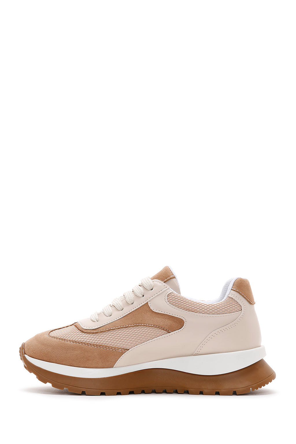 Kadın Bej Süet Detaylı Sneaker