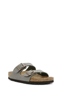 Birkenstock Women's Gray Arizona Eva Nubuck Leather Slippers | Derimod