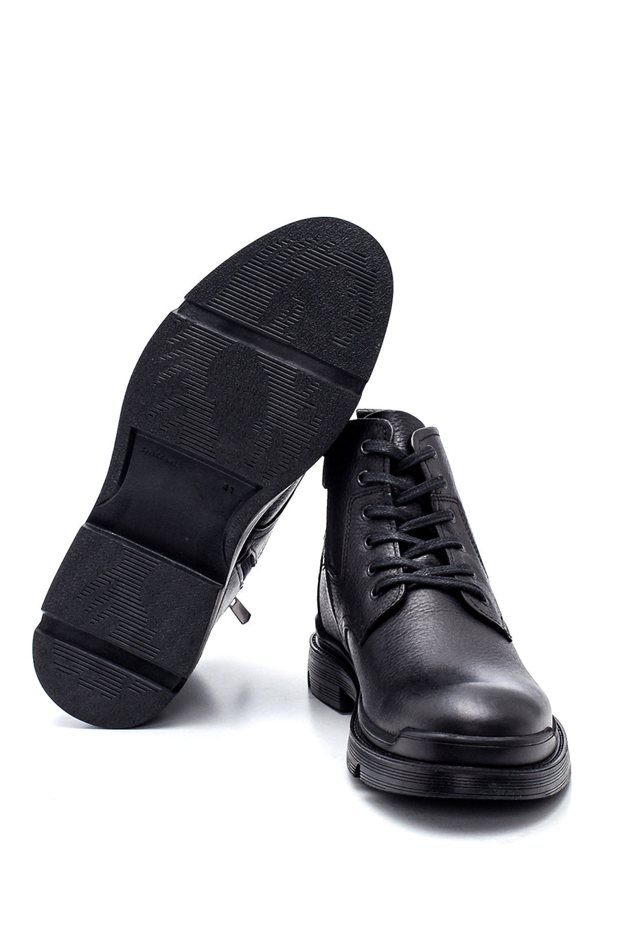 Men's Black Leather Zippered Casual Boots