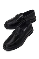 Male Black Buckled Leather Casual Loafer | Derimod
