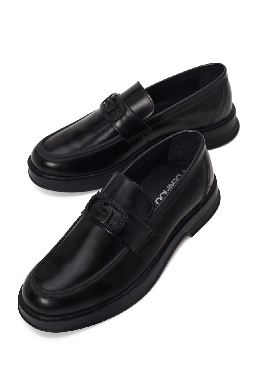 Male Black Buckled Leather Casual Loafer