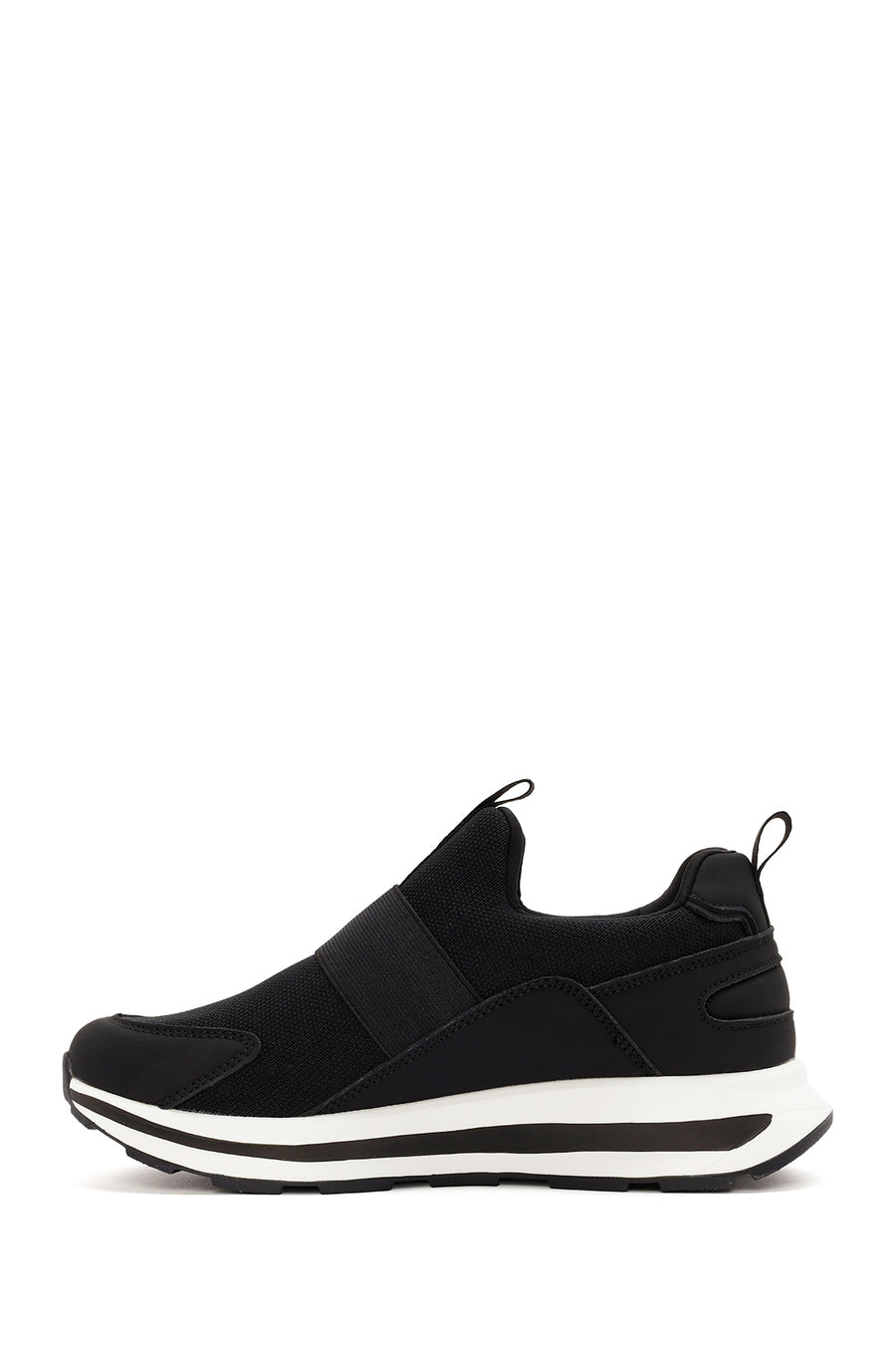 Men's Black Thick-Soled Fabric Sneakers