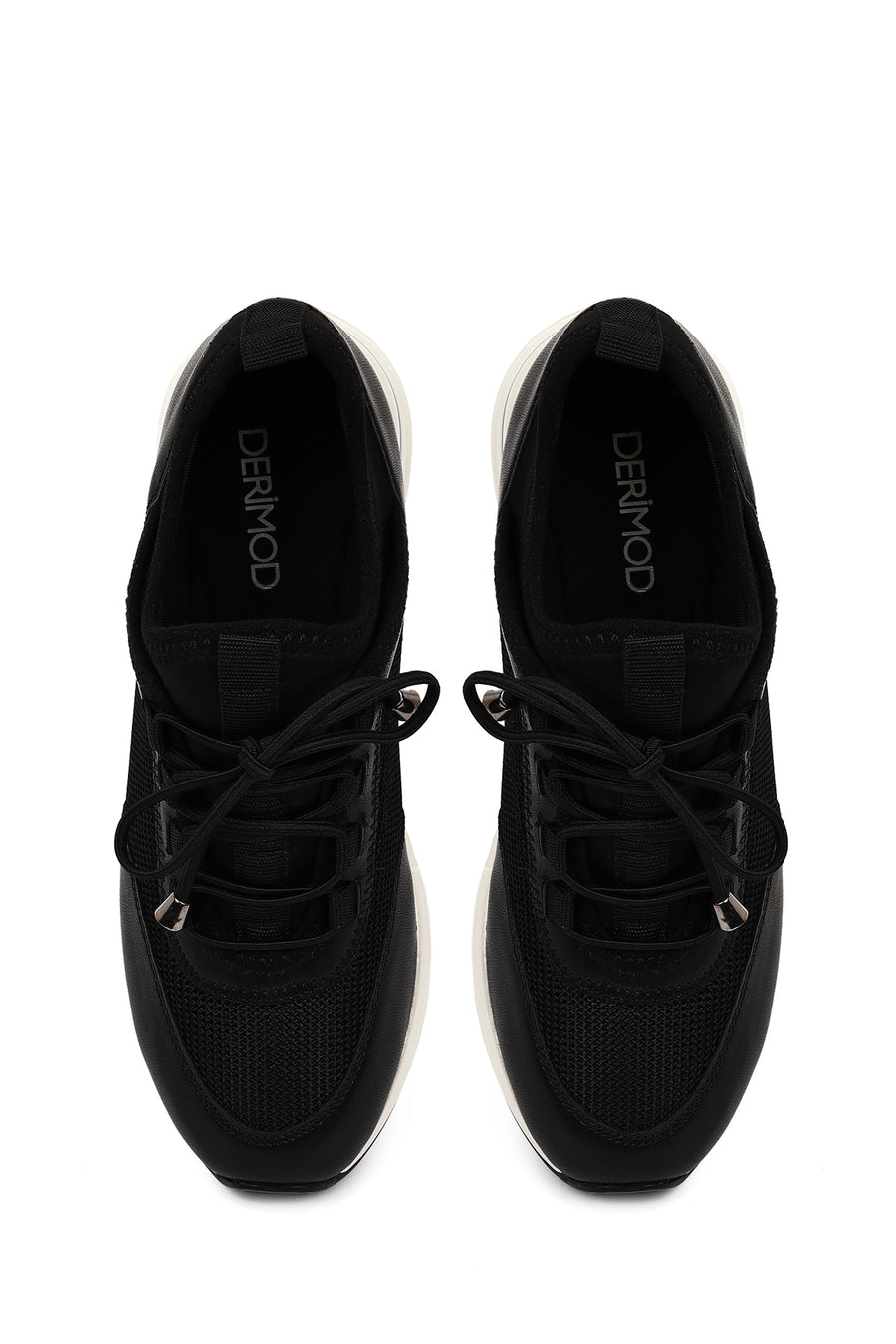 Kadın Siyah Bağcıklı Dolgu Topuklu Sneaker
