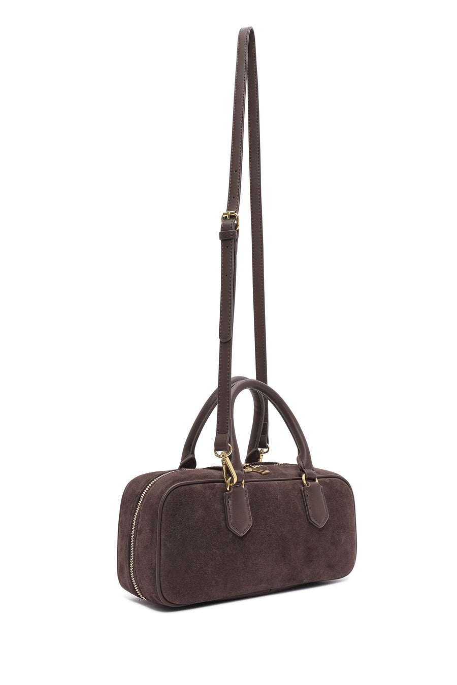 Women's Brown Long Strap Suede Leather Handbag
