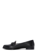 Women's Black Leather Buckle Loafer | Derimod