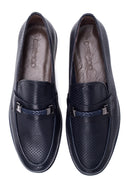 Erkek Lacivert Deri Delikli Casual Loafer | Derimod