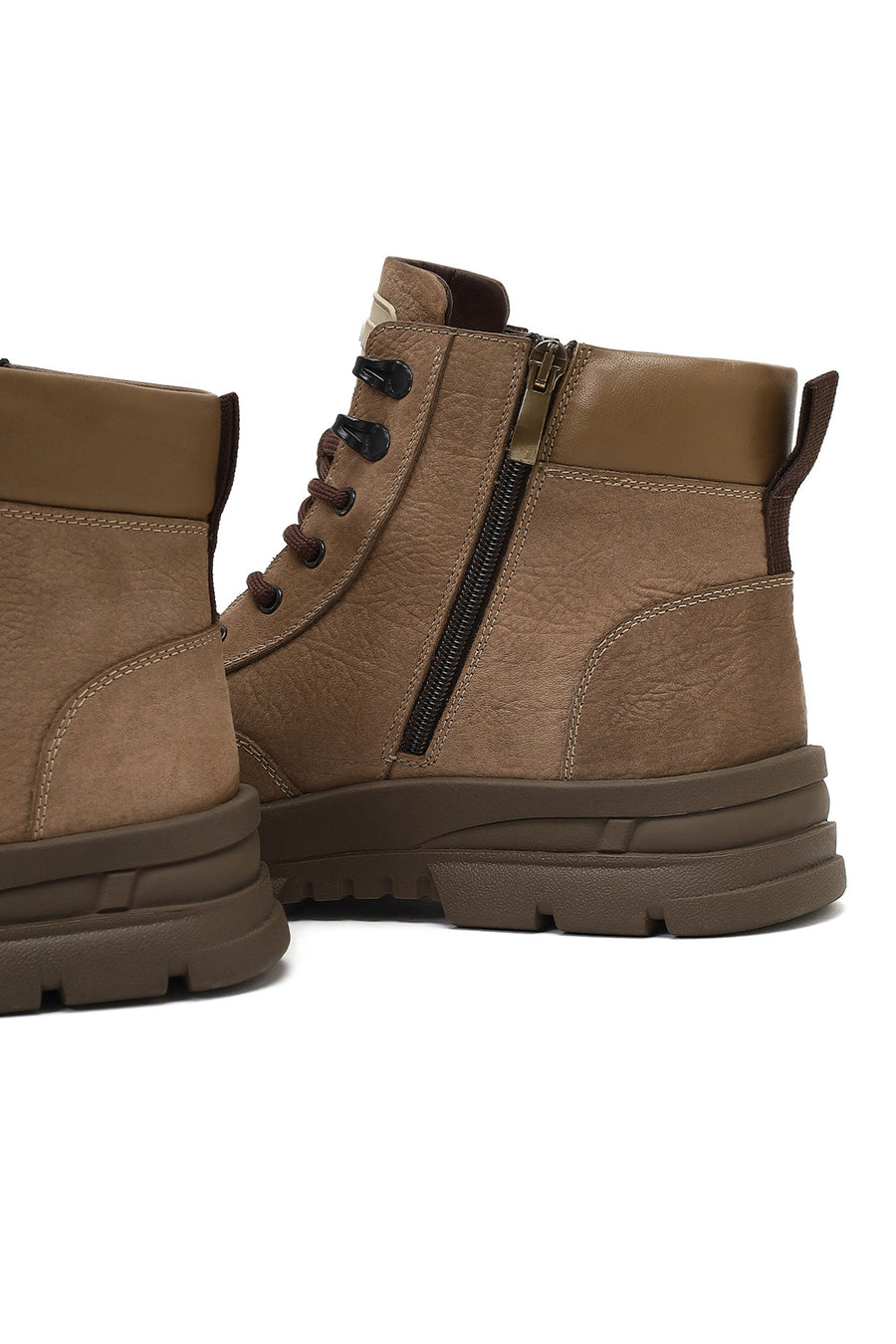 Male Mink Zip Closure Nubuck Leather Boots