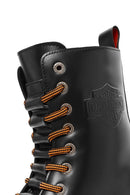 Harley Davidson Men's Black Thar Lace-Up Leather Combat Boots | Derimod