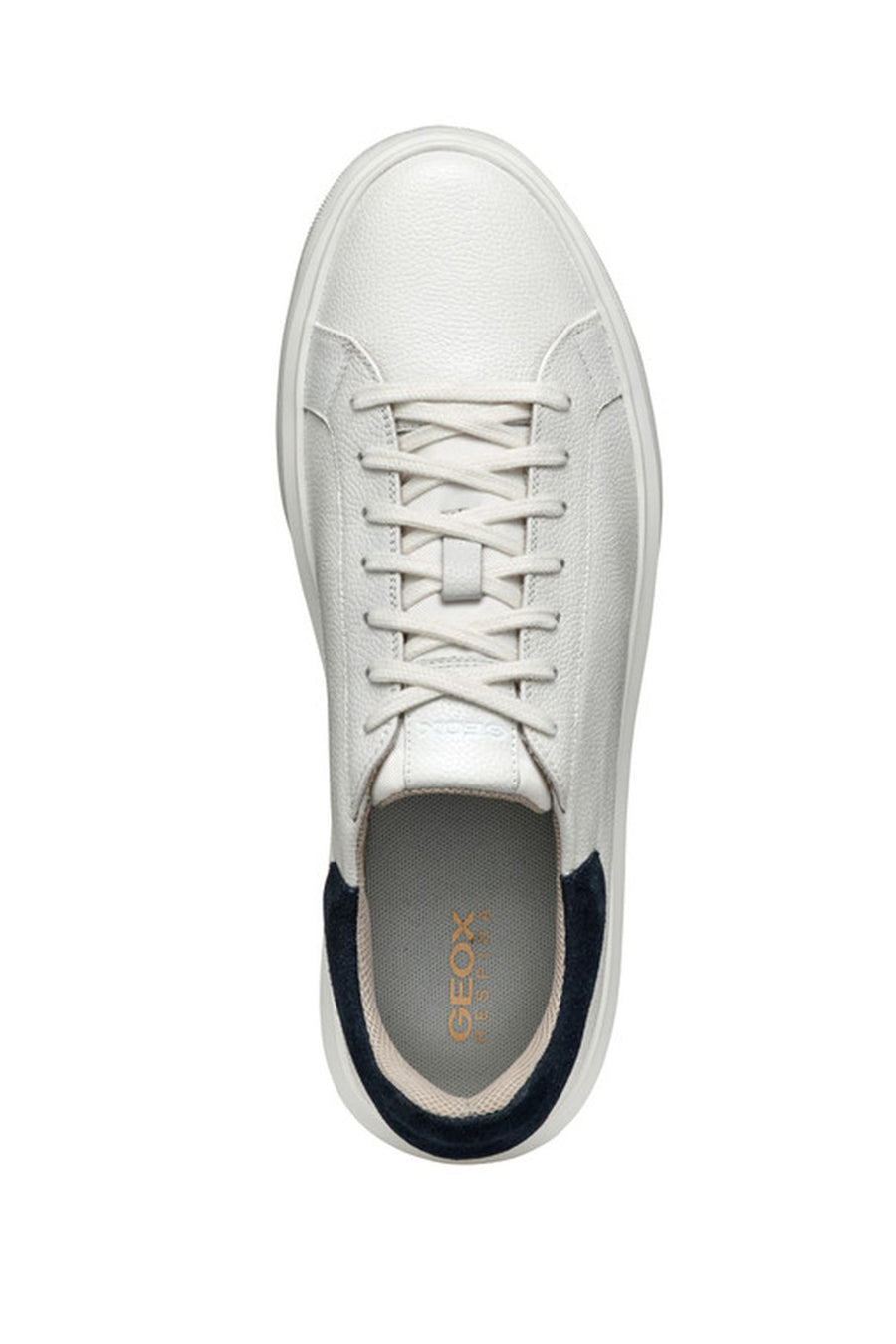 Geox Men's White Deiven Lace-up Leather Casual Sneaker