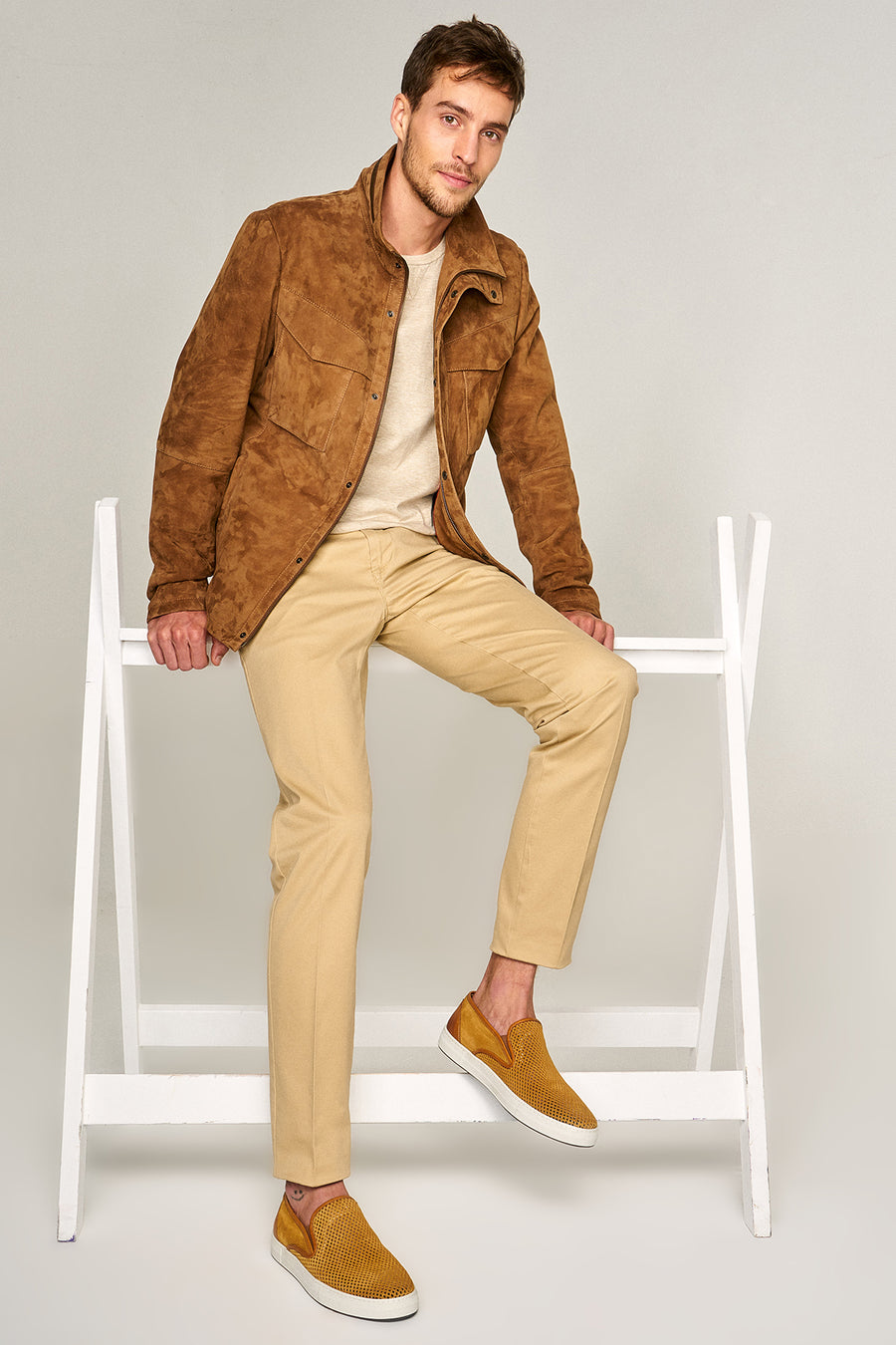 Perforated Tan Men's Leather Loafer