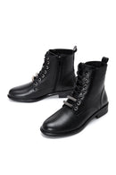 Women's Black Zippered Leather Boots | Derimod