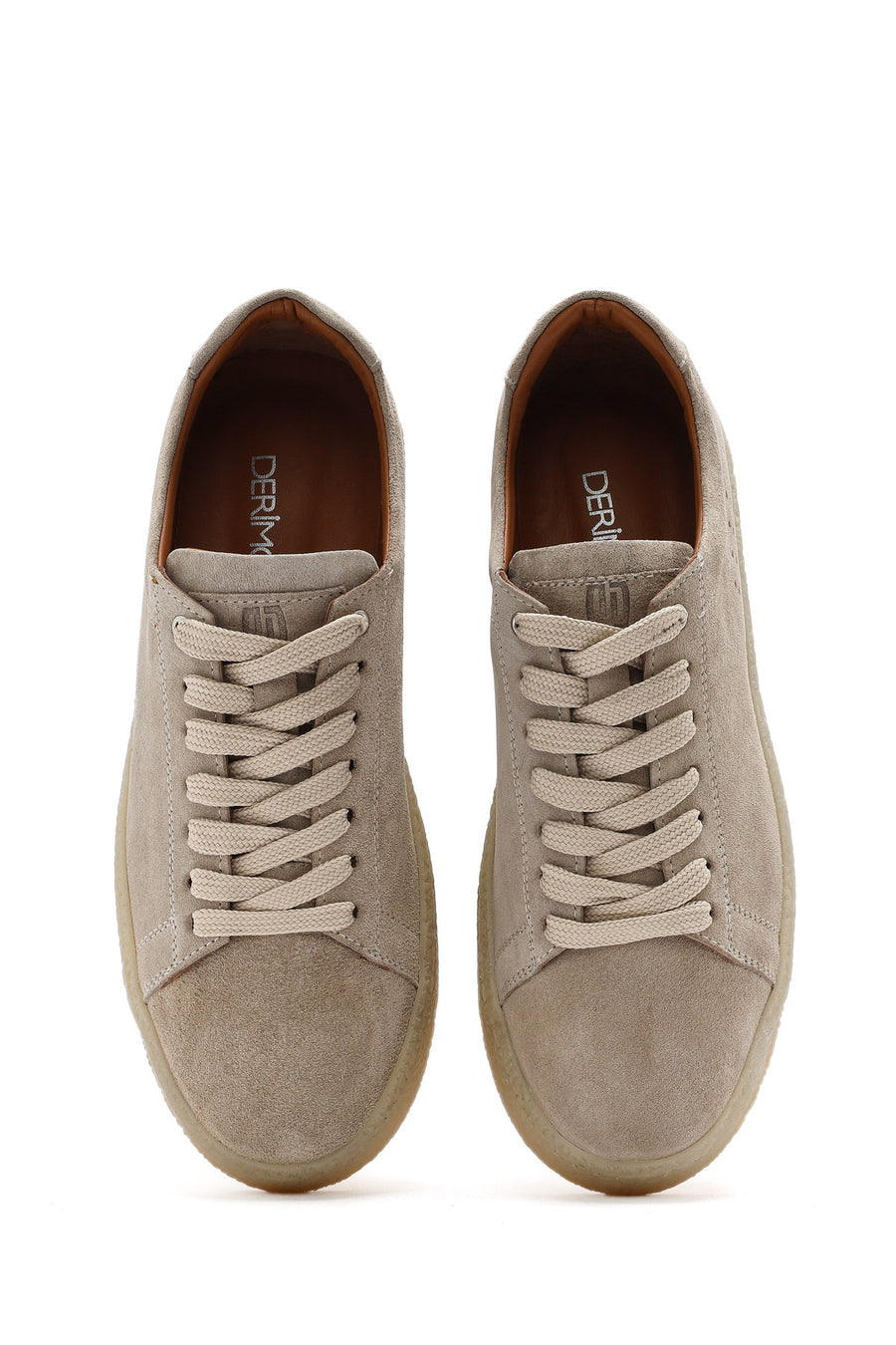 Men's Beige Lace-Up Suede Leather Sneaker