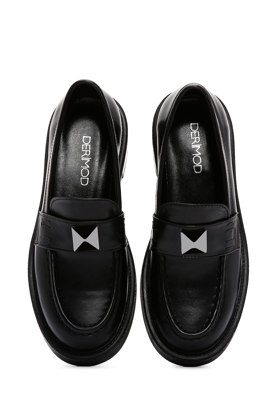 Kadın Siyah Deri Maskülen Casual Loafer