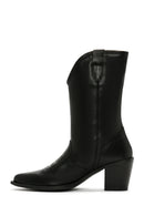 Women's Black Leather Cowboy Boots | Derimod