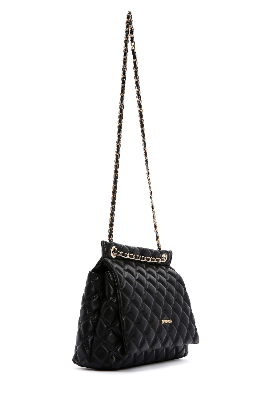 Women's Black Long Strap Quilted Shoulder Bag