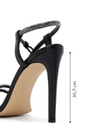 Women's Black Stone Thin Heel Sandals | Derimod