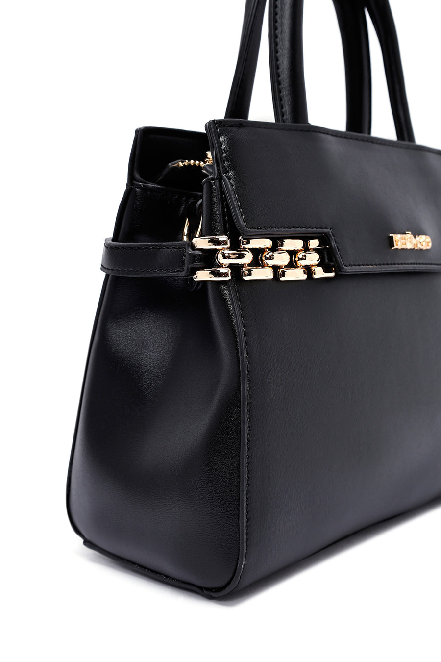 Women's Black Long Strap Chain Detailed Handbag