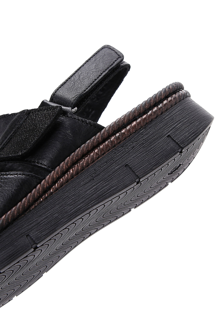 Women's Black Ankle Strap Leather Comfort Sandals