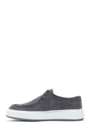 Men's Gray Suede Leather Casual Sneaker | Derimod