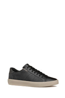 Geox Men's Black Affile Lace-Up Leather Sneakers | Derimod