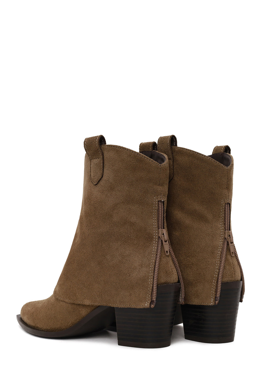 Woman Mink Thick-Heeled Suede Boots