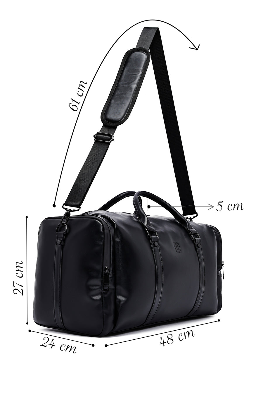 Men's Black Long Strap Travel Bag