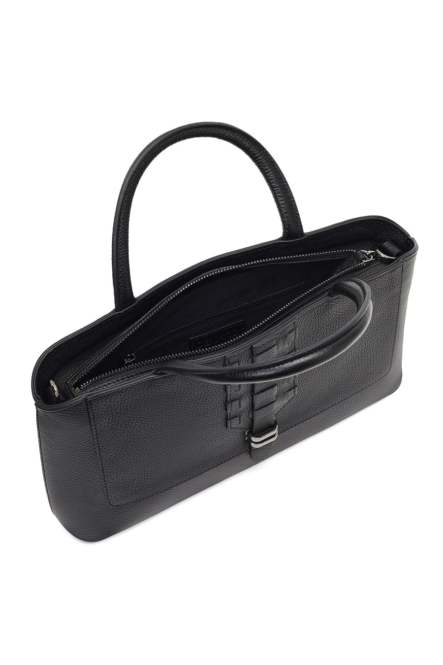 Women's Black Long Strap Leather Shoulder Bag