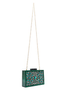 Women's Green Chain Strap Stone Mini Clutch Bag | Derimod