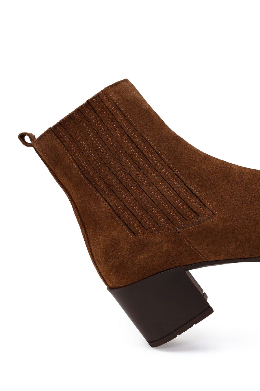 Woman Brown Zip Closure Chunky Heeled Suede Boots