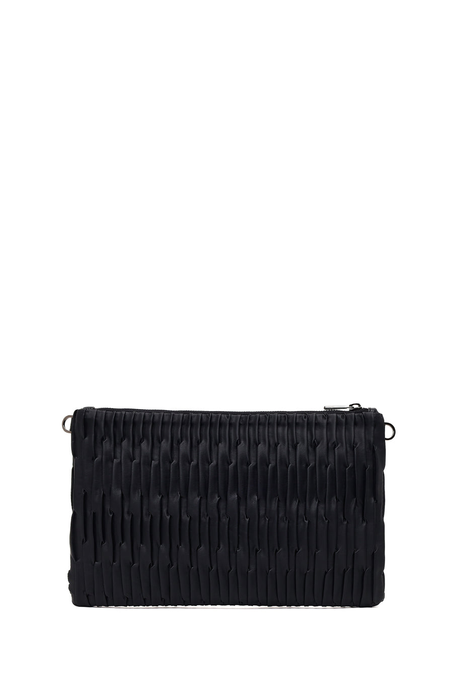 Woman Black Chain-Strap Patterned Clutch Bag