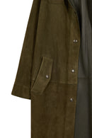 Los Angeles Woman Green Suede Coat | Derimod