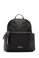 Women's Black Leopard Detail Backpack | Derimod