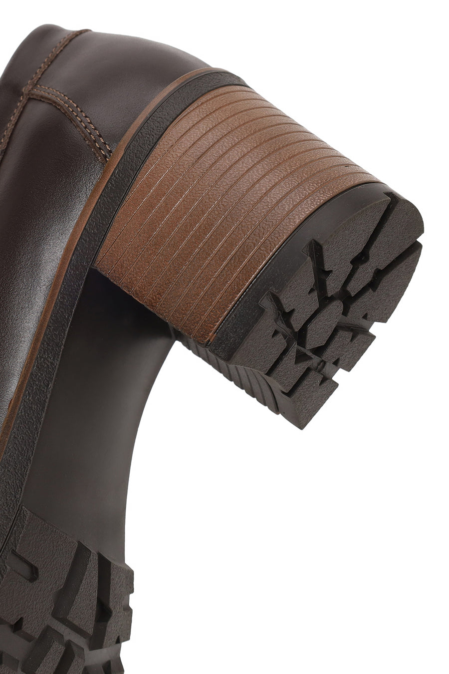 Woman Brown Chunky-Heel Leather Loafer