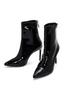 Women's Black Thin Heeled Zippered Patent Leather Classic Leather Boots | Derimod