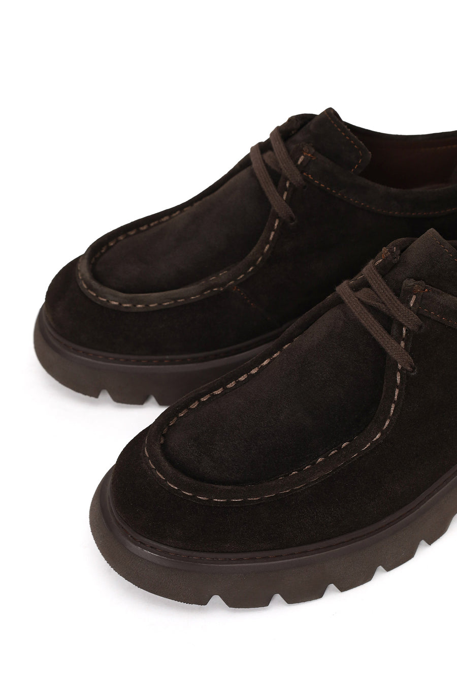 Male Brown Lace-Up Thick-Soled Suede Casual Shoes