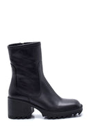 Women's Leather Zippered Heeled Boots | Derimod