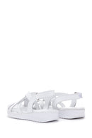 Women's White Leather Comfort Sandals | Derimod