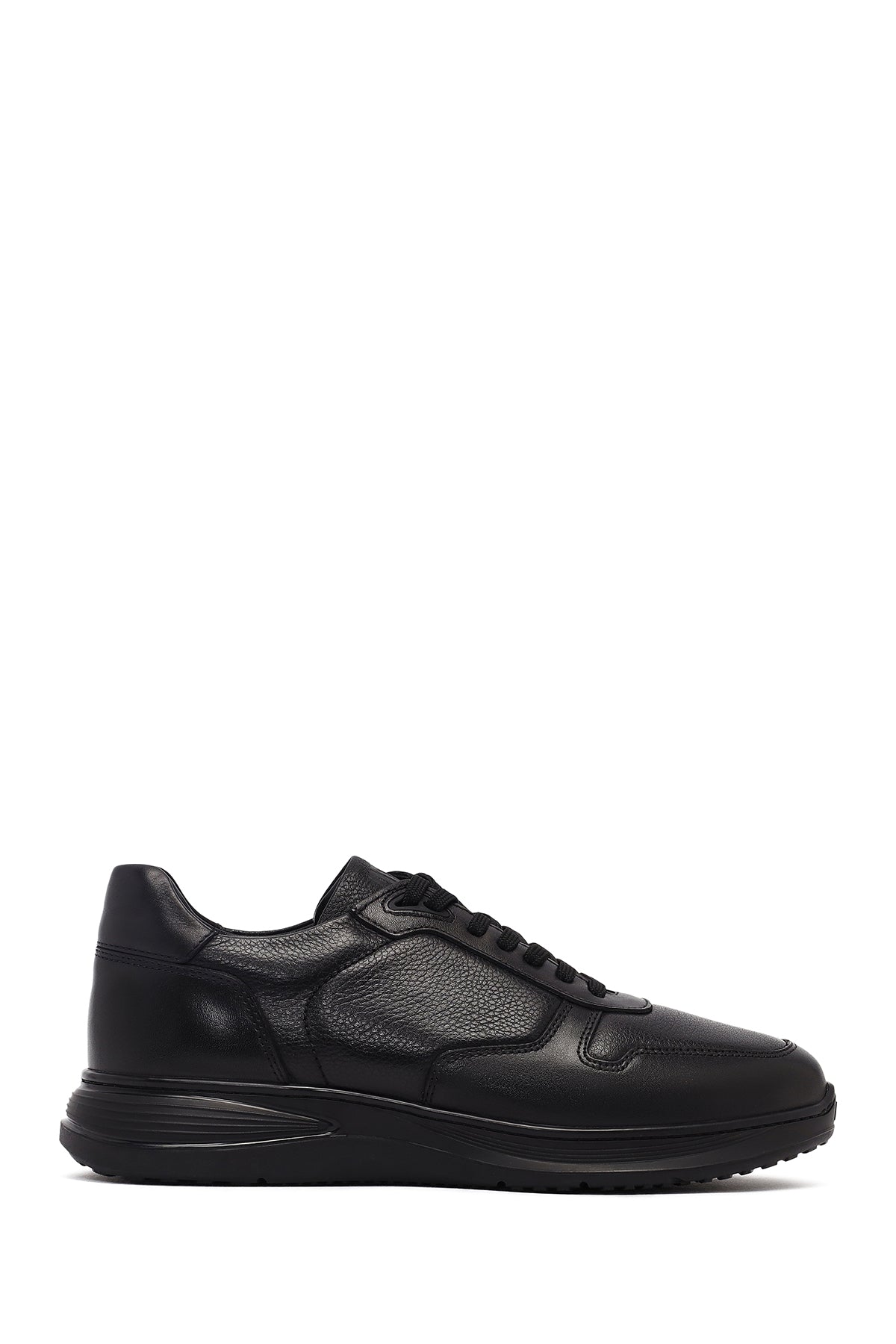 Male Black Lace-Up Thick-Soled Leather Sneaker WM720007DF | Derimod