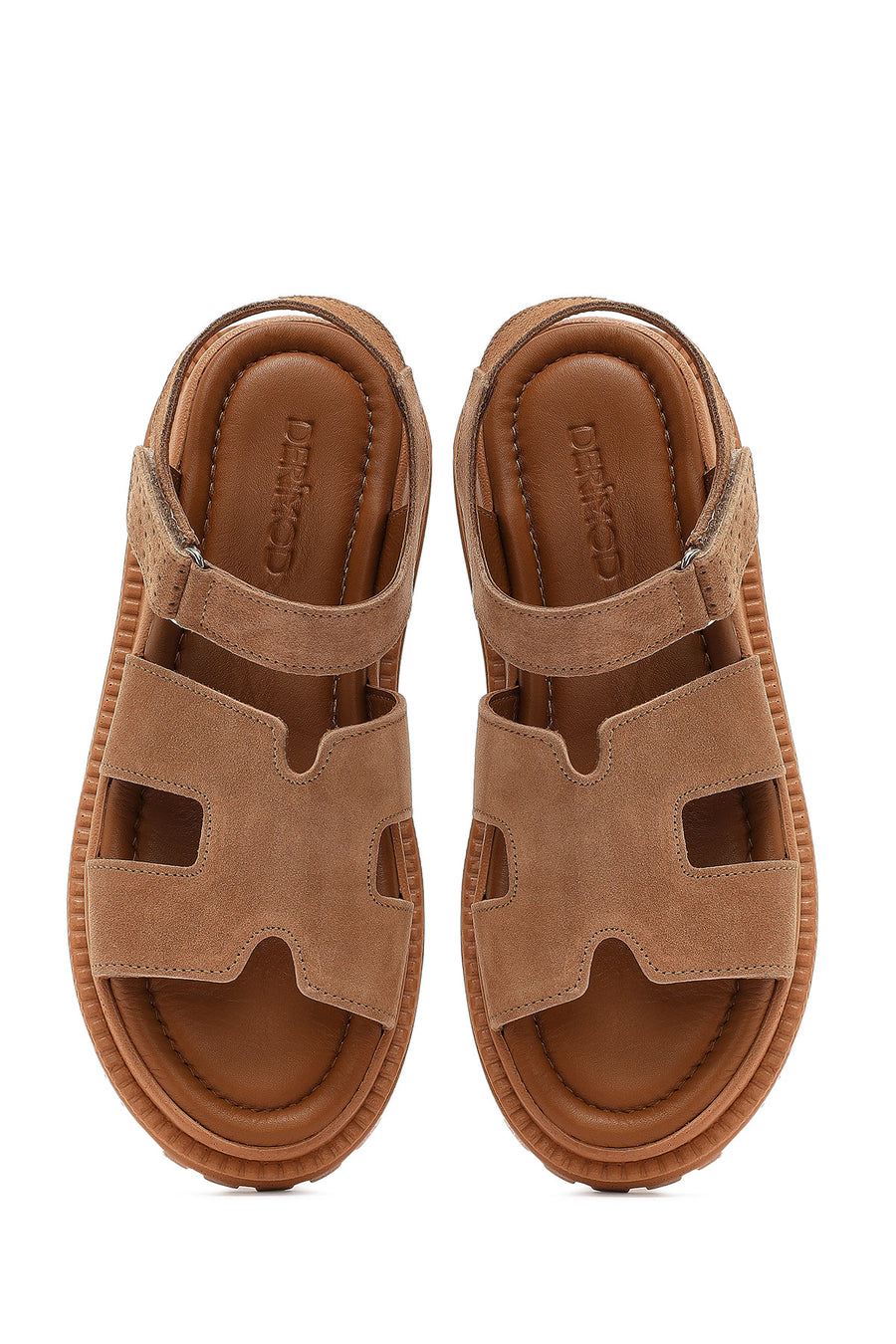 Women's Powder Strappy Thick Soled Suede Leather Comfort Sandals