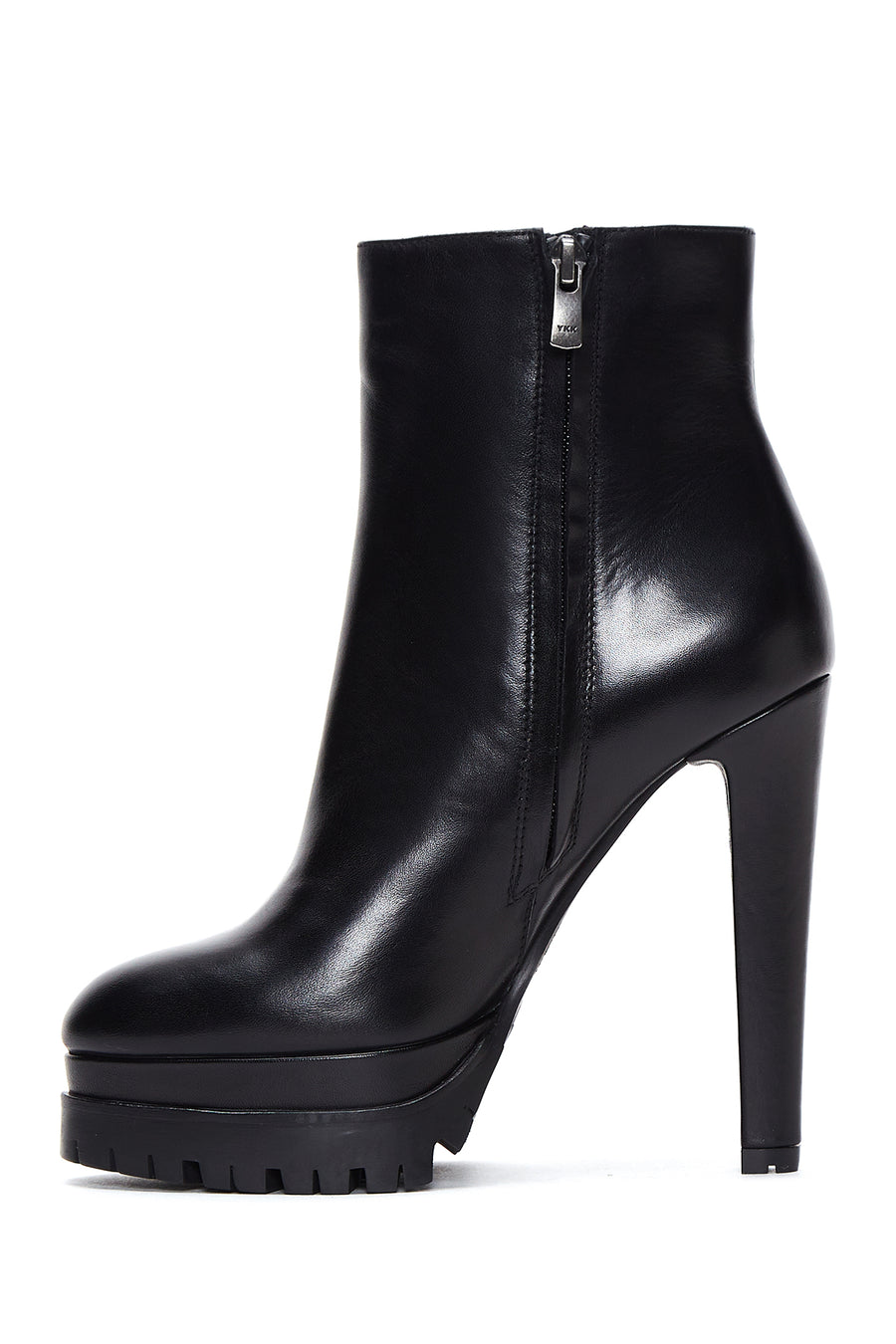 Women's Black Leather Plaftorm High Heeled Boots