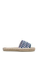 Women's Blue Straw Sole Knitted Espadrille Slippers | Derimod