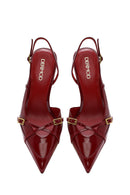 Women's Red Slingback Thin Heel Leather Shoes | Derimod