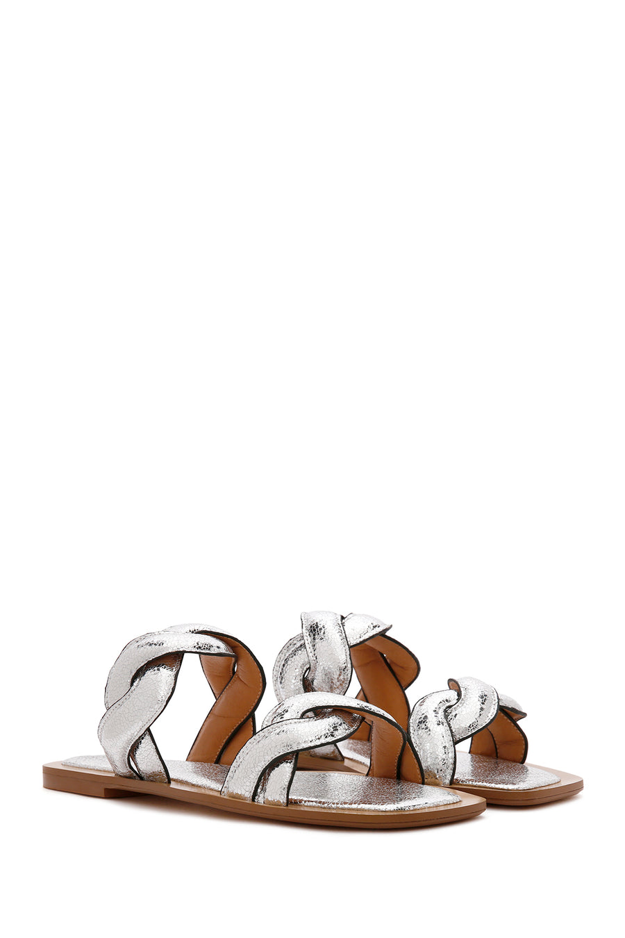 Women's Silver Knitted Patterned Slippers