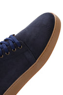 Men's Navy Blue Suede Leather Sneaker | Derimod