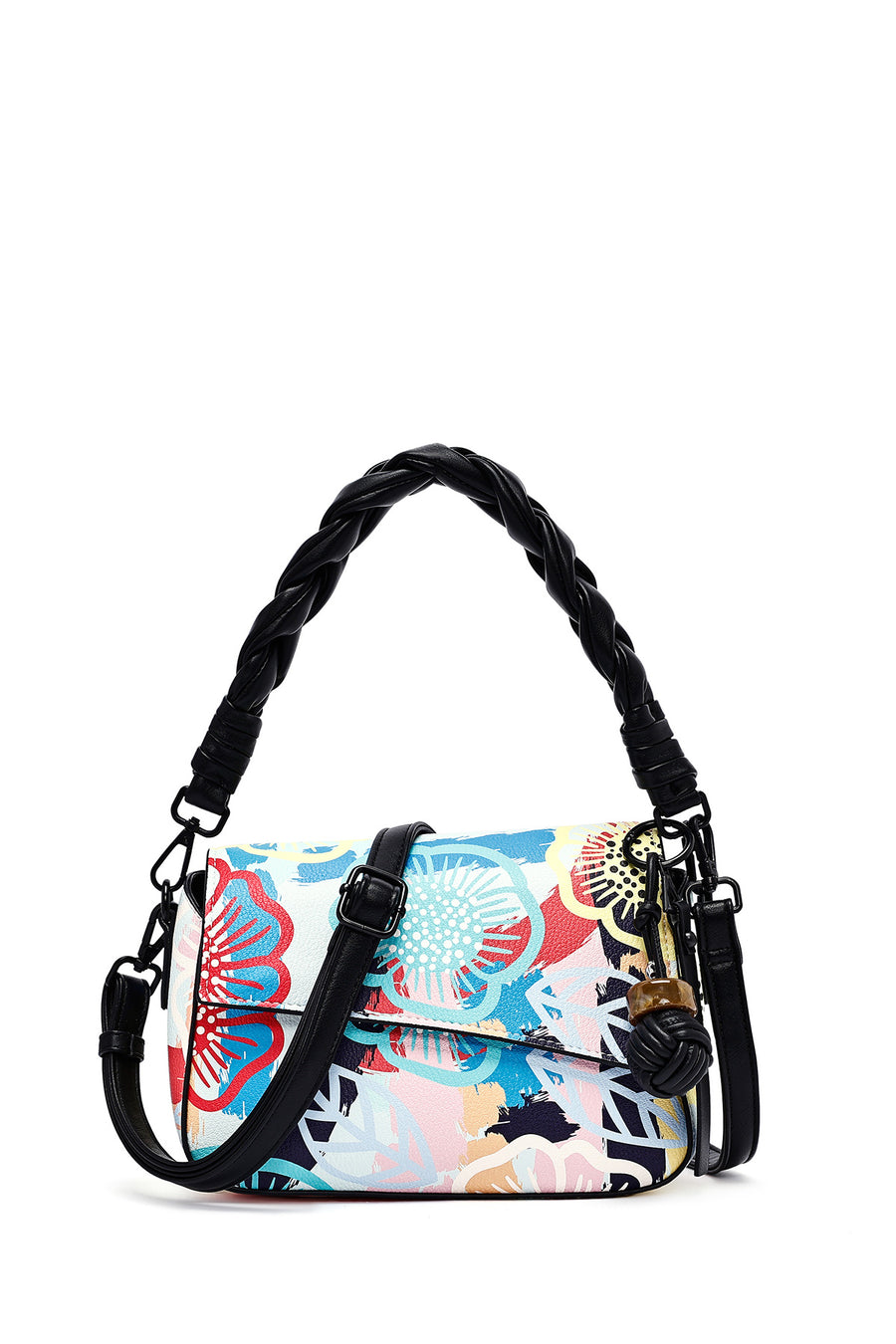 Women's White Long Strap Printed Shoulder Bag