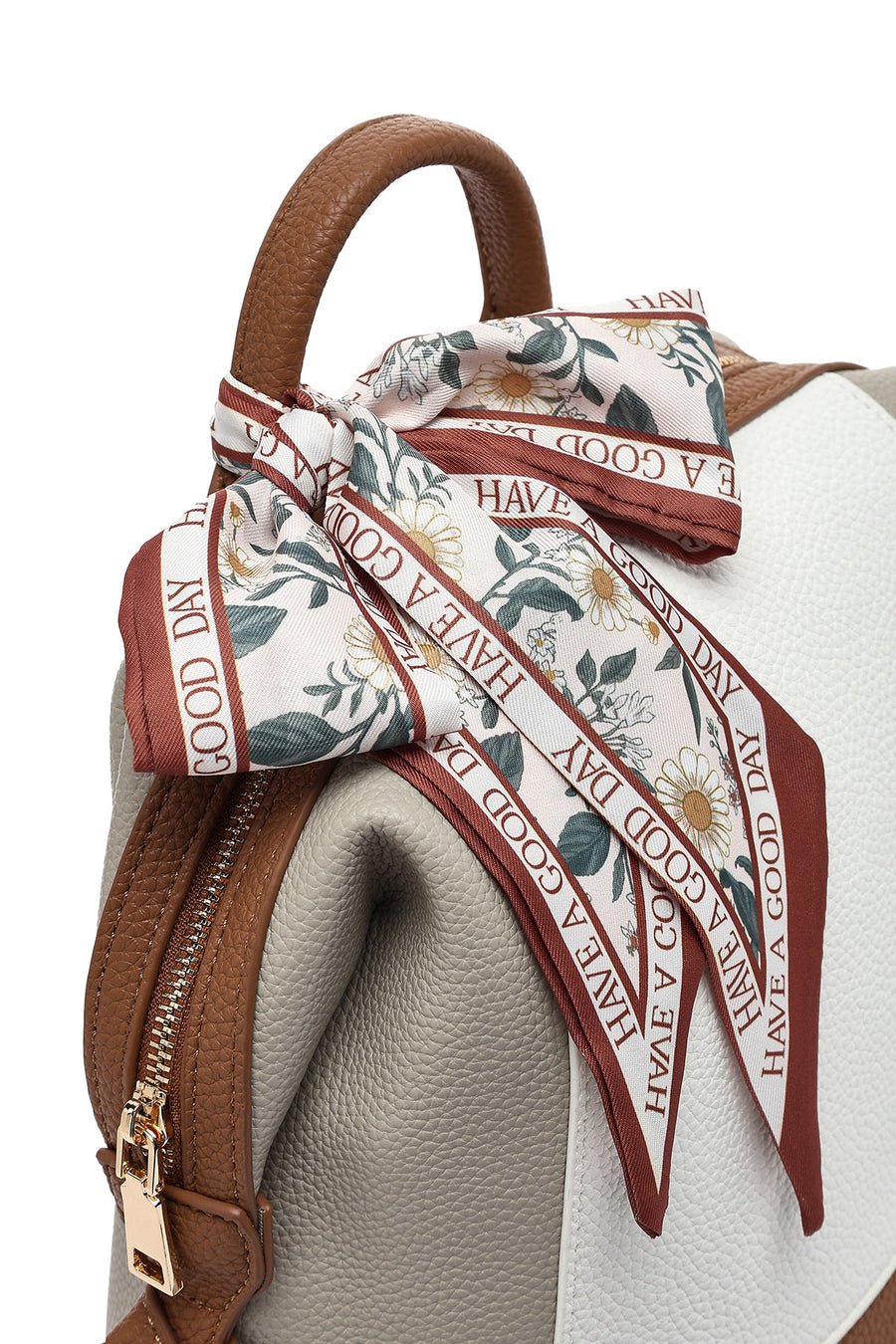 Women's White Accessory Detailed Backpack